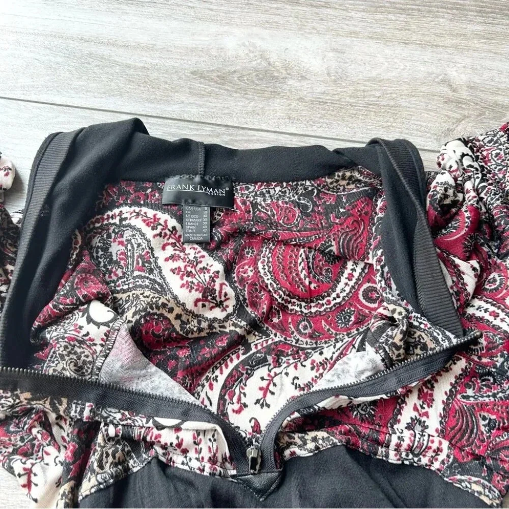 Frank Lyman Paisley Pattern Hooded Sweater Dress Made in Canada